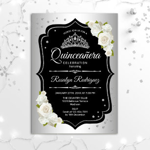Quinceanera - Silver Black White Kaart