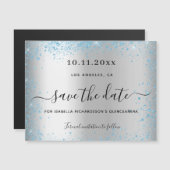 Quinceanera Silver Blauw, behalve de datum-magneet (Voorkant / Achterkant)