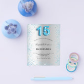 Quinceanera Silver Blauw Glitter-budget Flyer (Enkel)