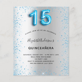 Quinceanera Silver Blauw Glitter-budget Flyer