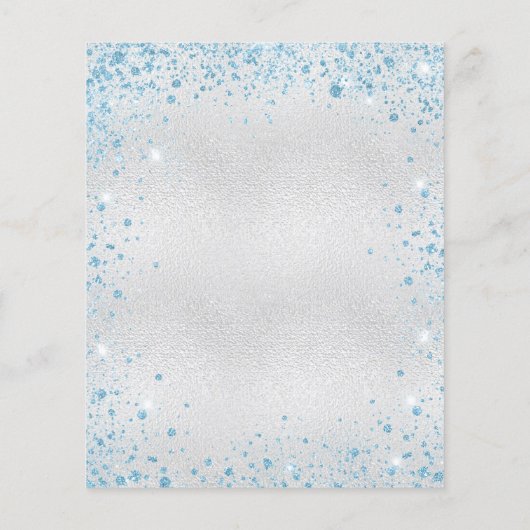 Quinceanera Silver Blauw Glitter-budget Flyer (Achterkant)