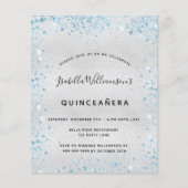 Quinceanera Silver Blauw Glitter-budget Flyer (Voorkant)