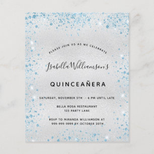 Quinceanera Silver Blauw Glitter-budget Flyer
