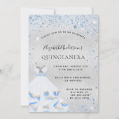 Quinceanera Silver Blauwe sparkles jurk luxe Kaart (Voorkant)