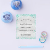 Quinceanera Silver blauwgroen glitter-begrotingsui Flyer (Enkel)