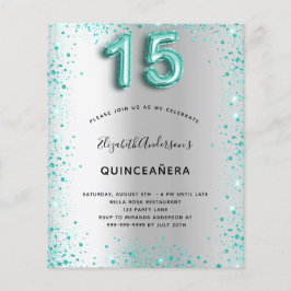 Quinceanera Silver blauwgroen glitter-begrotingsui Flyer