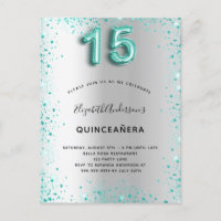 Quinceanera Silver blauwgroen glitter Dopter