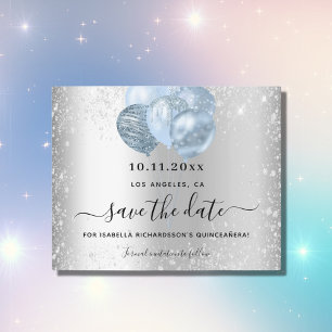 Quinceanera Silver Blue budget, behalve de datum Flyer
