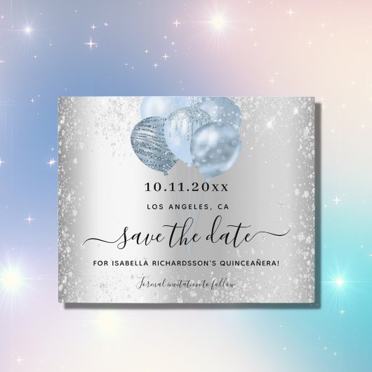 Quinceanera Silver Blue budget, behalve de datum Flyer