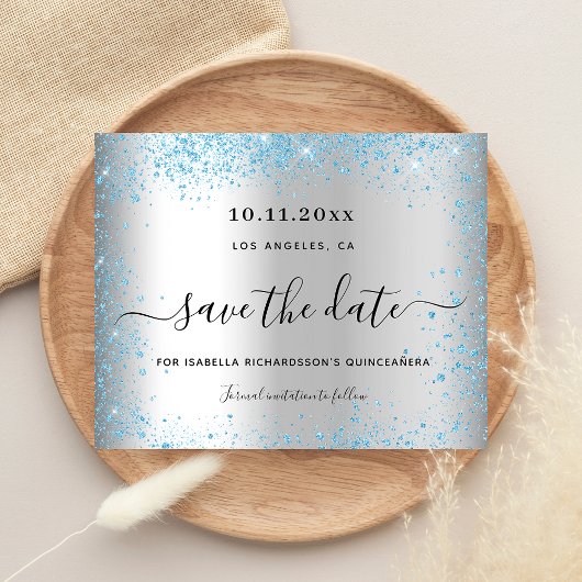 Quinceanera Silver Blue budget, behalve de datum Flyer