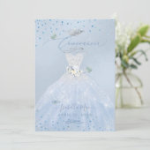 Quinceanera Silver Blue Glitter Kaart (Staand voorkant)