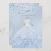 Quinceanera Silver Blue Glitter Kaart (Voorkant / Achterkant)