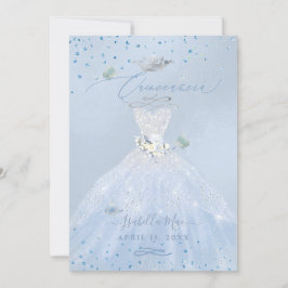 Quinceanera Silver Blue Glitter Kaart