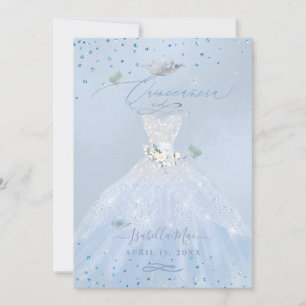 Quinceanera Silver Blue Glitter Kaart
