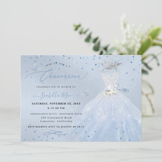 Quinceanera Silver Blue Quinceanera Dress Kaart (Staand voorkant)