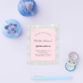 Quinceanera Silver blush roze glitter budgetter Flyer (Enkel)