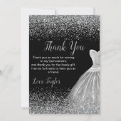 Quinceanera Silver Dress Faux Glitter Bedankkaart (Voorkant)