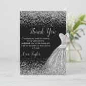 Quinceanera Silver Dress Faux Glitter Bedankkaart (Staand voorkant)