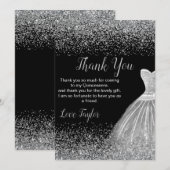 Quinceanera Silver Dress Faux Glitter Bedankkaart (Voorkant / Achterkant)