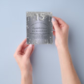 Quinceanera Silver Glitter-budgetuitnodiging Flyer (Hand)