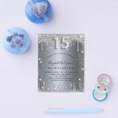 Quinceanera Silver Glitter-budgetuitnodiging Flyer (Enkel)