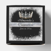 Quinceanera Silver Glitter Gold Crown Favor Box Bedankdoosjes (Bovenkant)