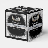 Quinceanera Silver Glitter Gold Crown Favor Box Bedankdoosjes (Achterkant)