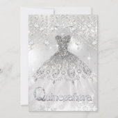 Quinceanera Silver Glitter Gown Birthday Party Kaart (Voorkant)