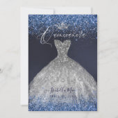 Quinceanera Silver Glitter Gown Kaart (Voorkant)