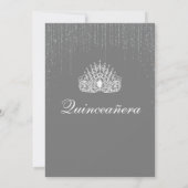 Quinceanera, Silver Glitter Invitations Kaart (Achterkant)