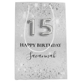 Quinceanera Silver Glitter sparren Medium Cadeauzakje