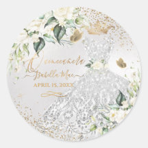 Quinceanera Silver Gown Gold Glitter Cream Rozen C