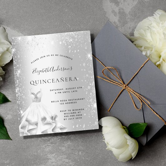 Quinceanera Silver-kleedglitter Flyer