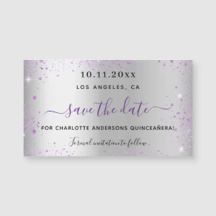 Quinceanera Silver paars, behalve de datummagneet