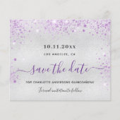 Quinceanera Silver paars budget behalve de datum Flyer (Voorkant)