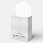 Quinceanera Silver paarse glitter drip bedankt Bedankdoosjes (Geopend)