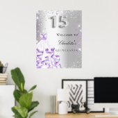 Quinceanera Silver paarse glitter-jurk Poster (Thuiskantoor)