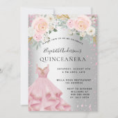 Quinceanera Silver Pink sparkles Kaart (Voorkant)