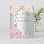 Quinceanera Silver Pink sparkles Kaart (Staand voorkant)