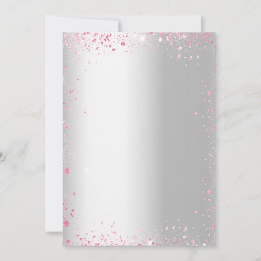 Quinceanera Silver Pink sparkles Kaart (Achterkant)