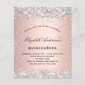 Quinceanera Silver roos Gold-uitnodiging Flyer (Voorkant)