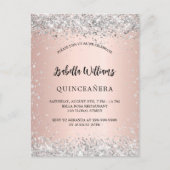 Quinceanera Silver roos gouden doornhaaien Uitnodiging Briefkaart (Voorkant)