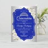Quinceanera - Silver Royal Blue Kaart (Staand voorkant)
