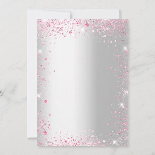 Quinceanera Silver Roze jurk glitsstof Kaart (Achterkant)