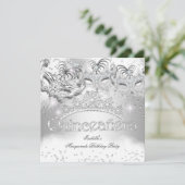 Quinceanera Silver Sparkle Masquerade Party 2 Kaart (Staand voorkant)