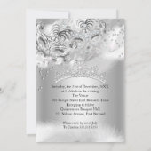 Quinceanera Silver Sparkle Masquerade Party Kaart (Achterkant)