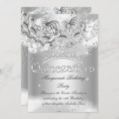 Quinceanera Silver Sparkle Masquerade Party Kaart (Voorkant / Achterkant)