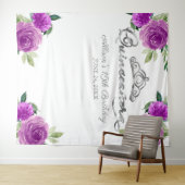 Quinceanera Silver Tiara Paarse Floral Backdrop Wandkleed (In Situ (horizontaal))