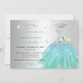 Quinceanera Silver Turquoise Quinceanera Dress Kaart