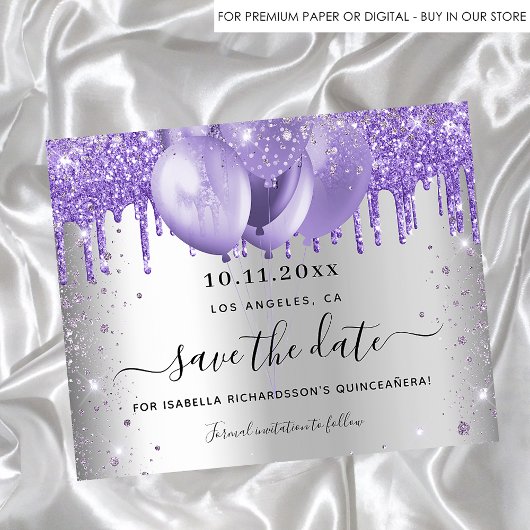Quinceanera Silver Violet budget, behalve datum Flyer